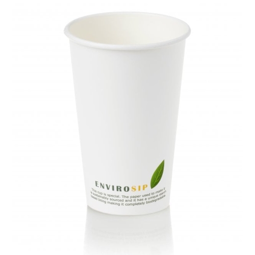  16oz Compostable White Single Wall Paper Cup (Envirosip) Packaging Environmental