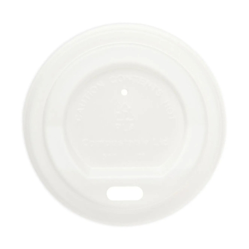  Compostable White PLA Lid For 8oz Paper Cup Packaging Environmental