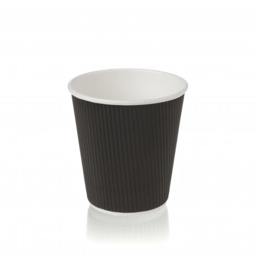  10oz Recyclable Black Ripple Paper Cup Packaging Environmental