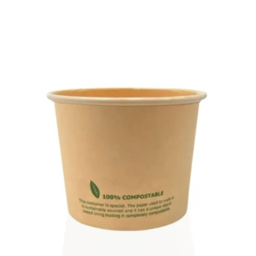  16oz Compostable Kraft Brown Squat Paper Soup Container Packaging Environmental
