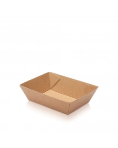 Food Trays Small Recyclable Kraft Brown Straight Edge Paper Street Food Tray Packaging Environmental