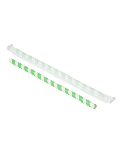  Green Stripe Recyclable Wrapped Paper Straw 210mm x 10mm Packaging Environmental