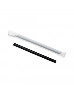 Paper Straws Wrapped Black Paper Bubble Tea Straw - 210mm x 12mm Packaging Environmental