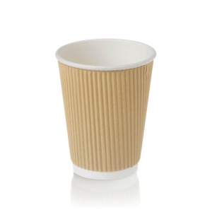 All Products 12oz Recyclable Kraft Brown Ripple Paper Cup Packaging Environmental 
