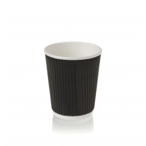 All Products 8oz Recyclable Black Ripple Paper Cup Packaging Environmental 