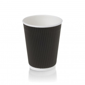 All Products 12oz Recyclable Black Ripple Paper Cup Packaging Environmental 