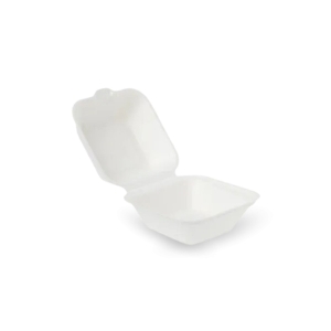 All Products 450ml Compostable White Bagasse Clamshell Burger Box Packaging Environmental 