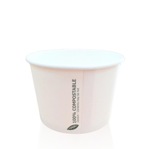 All Products 16oz Compostable White Squat Paper Soup Container Packaging Environmental 