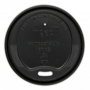 All Products Compostable Black PLA Lid For 8oz Paper Cup Packaging Environmental 