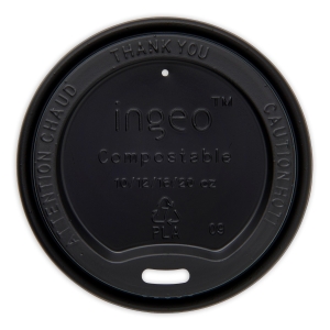 All Products Compostable Black PLA Lid For 10-20oz Paper Cup Packaging Environmental 