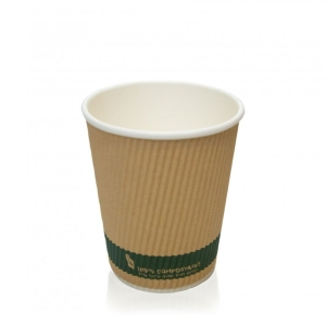 All Products 8oz Compostable Kraft Brown Ripple Paper Cup Packaging Environmental 