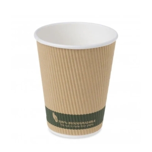 All Products 12oz Compostable Kraft Brown Ripple Paper Cup Packaging Environmental 