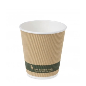 All Products 10oz Compostable Kraft Brown Ripple Paper Cup Packaging Environmental 