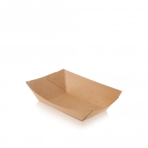 All Products Small Kraft Brown Curved Edge Paper Street Food Tray Packaging Environmental 