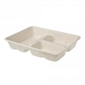 All Products 450ml Compostable Bagasse 3-Compartment Tray Packaging Environmental 