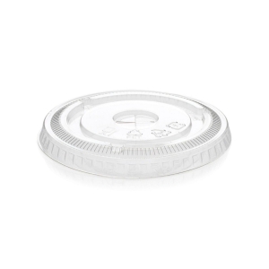 All Products Recyclable PET Flat Lid With X-cross Hole for 10-20oz PP Plastic Cups Packaging Environmental 