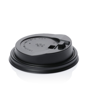 All Products Reclosable Fold Over Black PS Lid For 8oz Paper Cup Packaging Environmental 