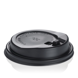 All Products Reclosable Fold Over Black PS Lid For 10-20oz Paper Cup Packaging Environmental 