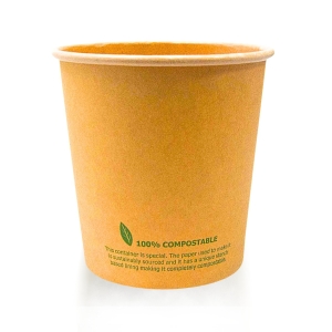 All Products 24oz Compostable Kraft Brown Squat Paper Soup Container Packaging Environmental 