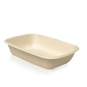 All Products 750ml Compostable Wide Rectangular Bagasse Food Tray Packaging Environmental 